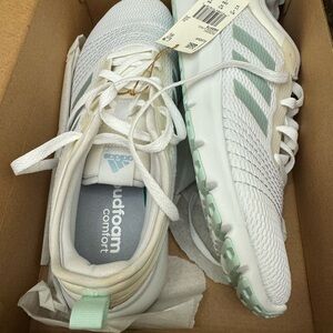Adidas Women's Cloudfoam White and Mint Athletic Shoes
